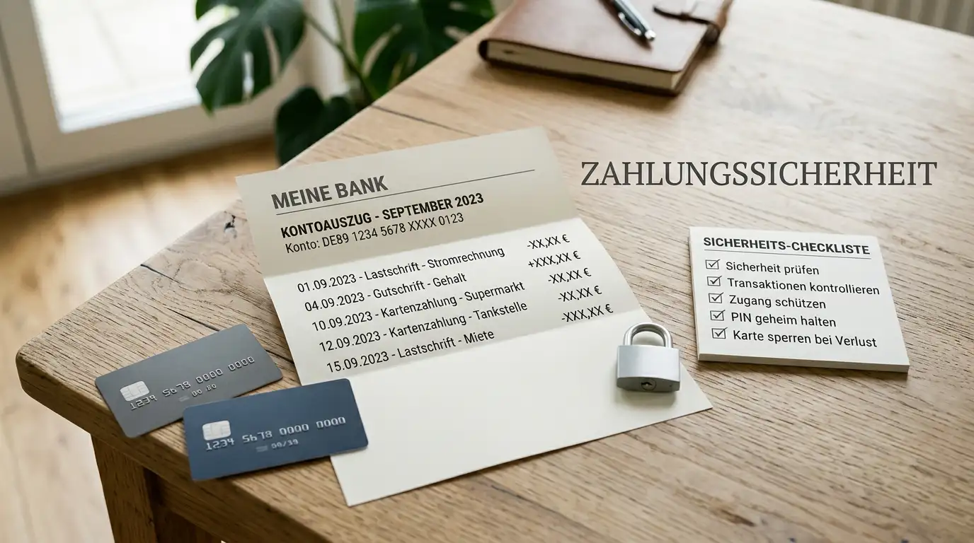 Checkliste zu Zahlungen und Datensicherheit neben einem Schloss-Symbol