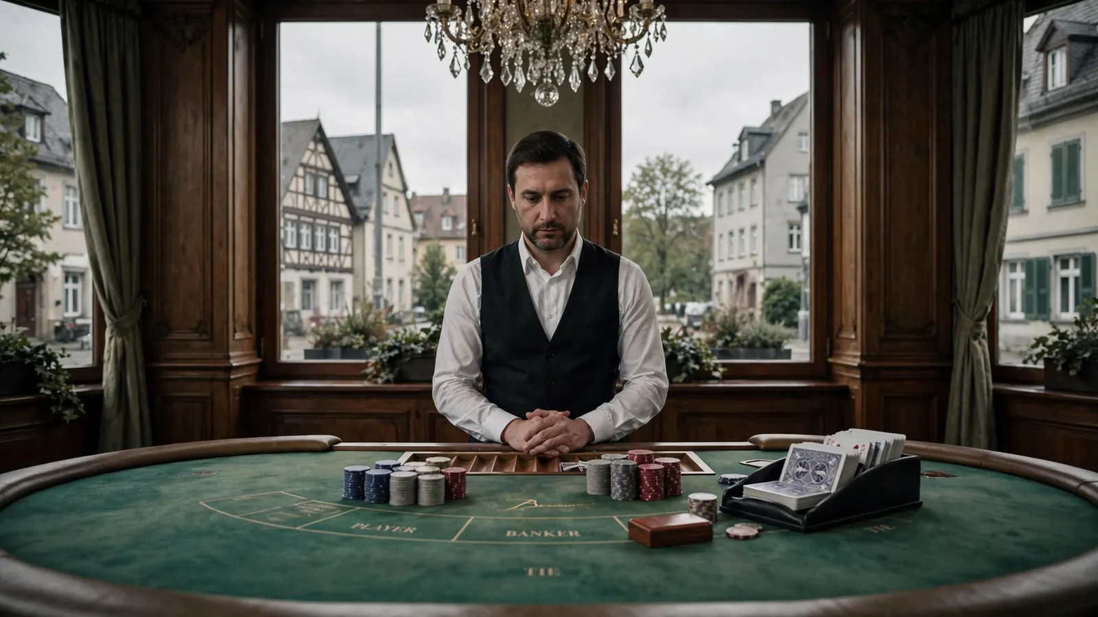 Live-Baccarat Studio mit professionellem Dealer und elegantem Spieltisch