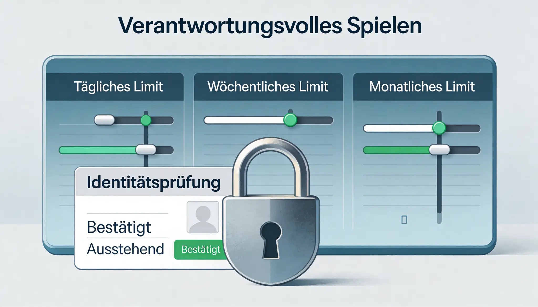 Abstraktes Schutz-Dashboard mit Limits und Identitätsprüfung